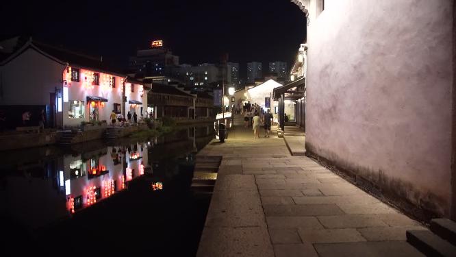 绍兴柯桥古镇景区夜景实拍视频