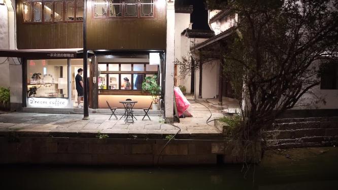 绍兴柯桥古镇景区夜景实拍视频