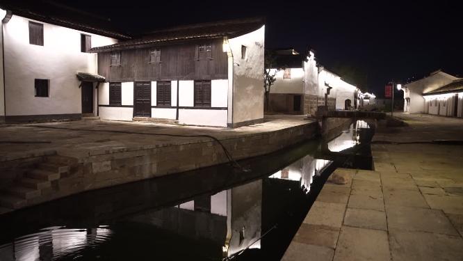 绍兴柯桥古镇景区夜景实拍视频