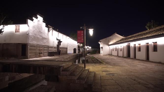 绍兴柯桥古镇景区夜景实拍视频