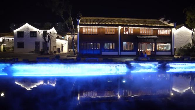 绍兴柯桥古镇景区夜景实拍视频