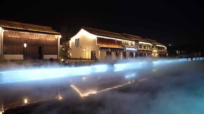 绍兴柯桥古镇景区夜景实拍视频