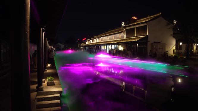 绍兴柯桥古镇景区夜景实拍视频