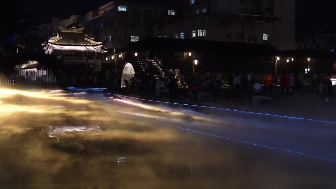 绍兴柯桥古镇景区夜景实拍视频