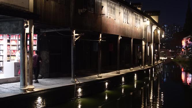 绍兴柯桥古镇景区夜景实拍视频