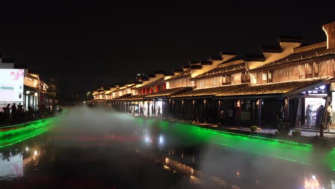 绍兴柯桥古镇景区夜景实拍视频