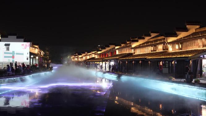 绍兴柯桥古镇景区夜景实拍视频