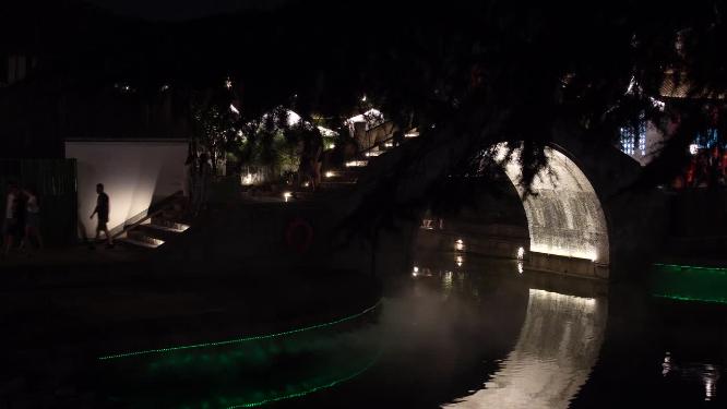 绍兴柯桥古镇景区夜景实拍视频