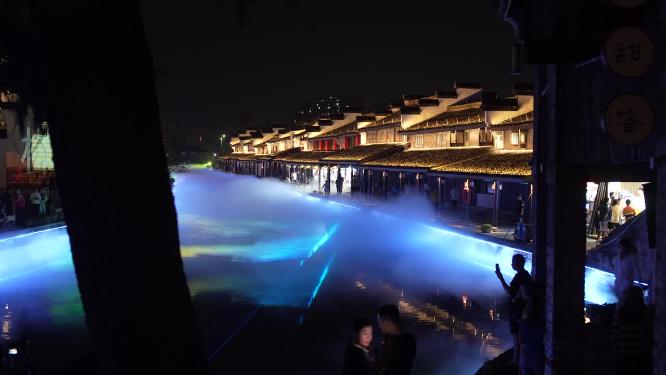绍兴柯桥古镇景区夜景实拍视频