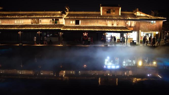 绍兴柯桥古镇景区夜景实拍视频