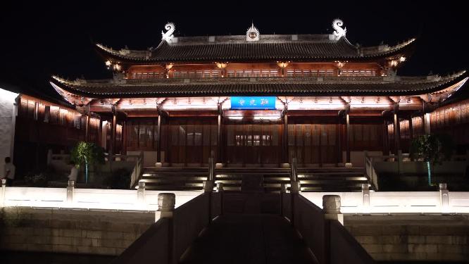 绍兴柯桥古镇景区夜景实拍视频