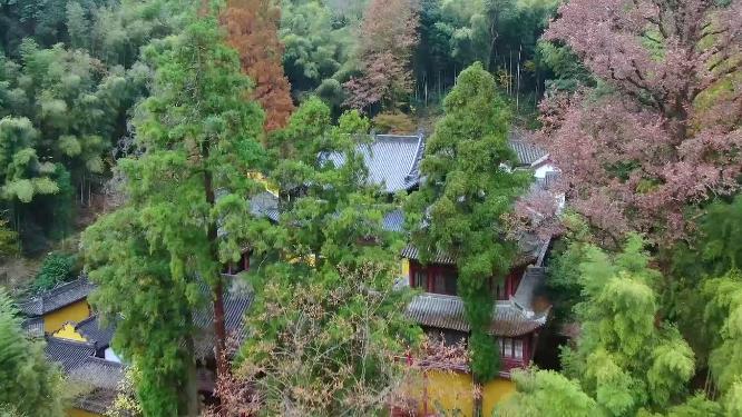浙江天台山石梁飞瀑景区航拍视频