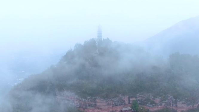浙江天台山赤城山航拍视频