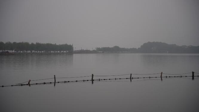 杭州西湖雾天风景实拍视频