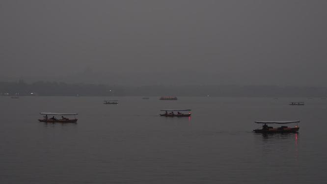 杭州西湖雾天风景实拍视频