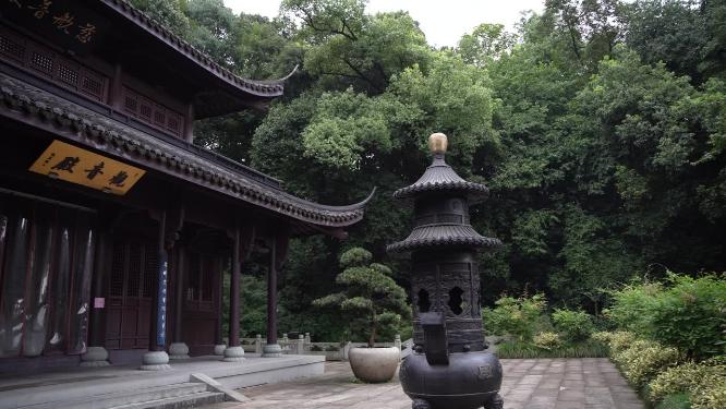 杭州西湖虎跑公园观音殿视频素材