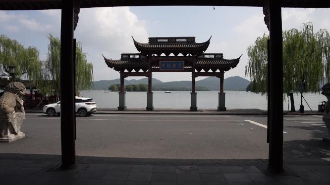 杭州西湖光华复旦牌坊视频素材