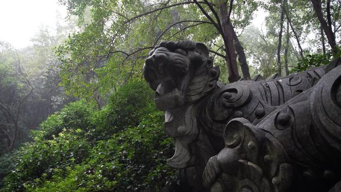 杭州西湖虎跑公园虎跑雕像视频素材