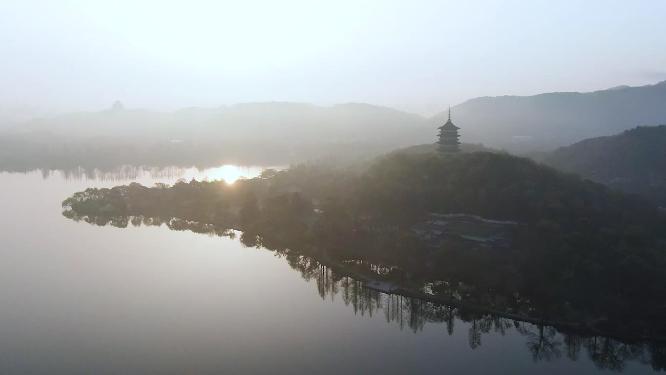 杭州西湖雷峰塔航拍视频素材