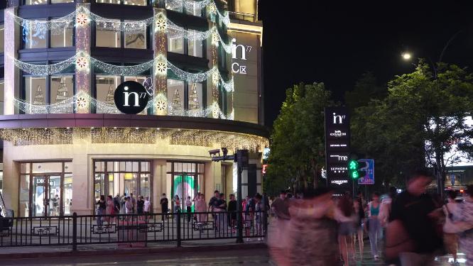 杭州西湖西湖银泰商业街夜景视频素材