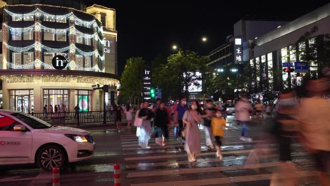 杭州西湖西湖银泰商业街夜景视频素材