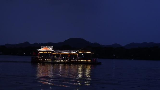 杭州西湖夜景水面倒影视频素材