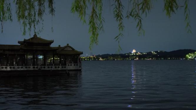杭州西湖夜景水面倒影视频素材