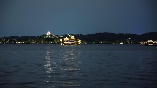 杭州西湖夜景水面倒影视频素材