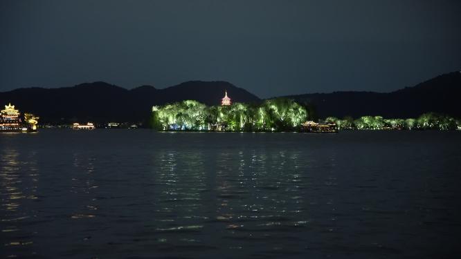 杭州西湖夜景水面倒影视频素材
