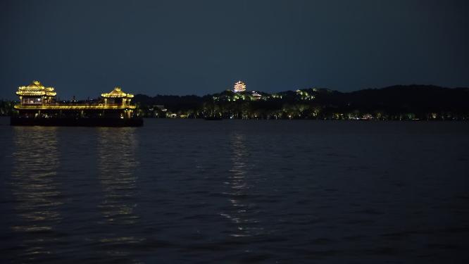 杭州西湖夜景水面倒影视频素材