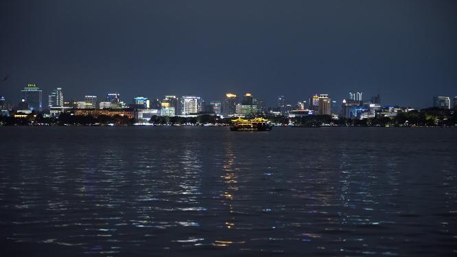 杭州西湖夜景水面倒影视频素材