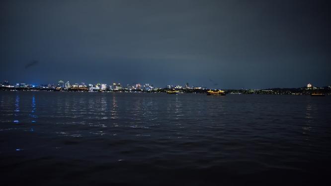 杭州西湖夜景水面倒影视频素材