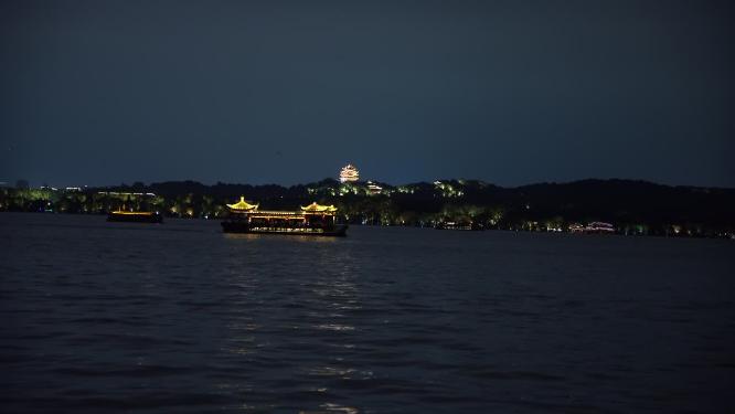 杭州西湖夜景水面倒影视频素材