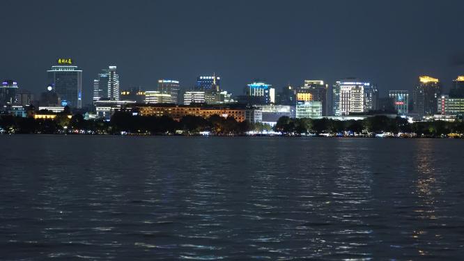 杭州西湖夜景水面倒影视频素材