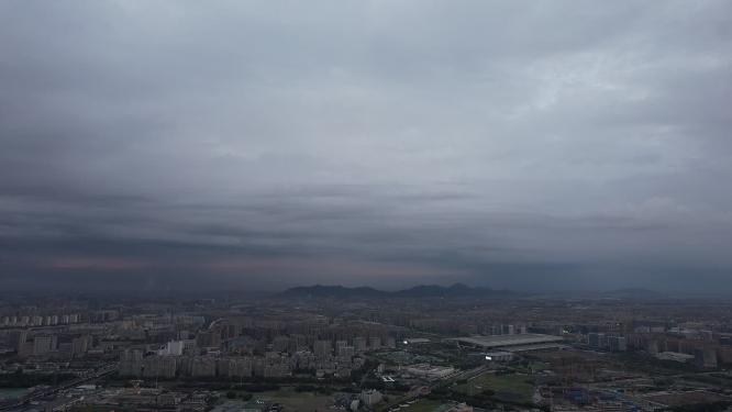杭州上城区钱塘江晚霞航拍素材