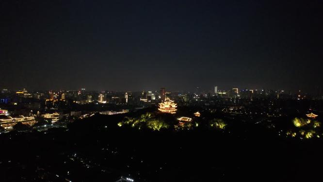 杭州吴山城隍阁景区夜景航拍视频素材