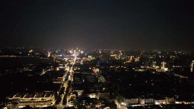 杭州吴山城隍阁景区夜景航拍视频素材