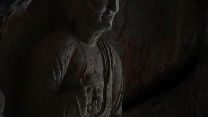 杭州西湖烟霞洞塑像视频素材