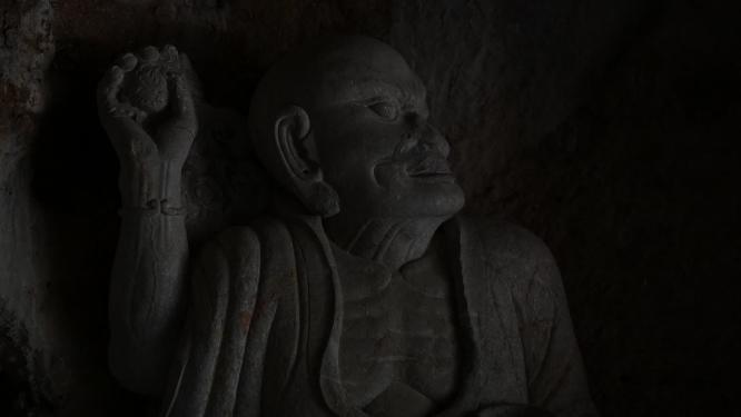 杭州西湖烟霞洞塑像视频素材
