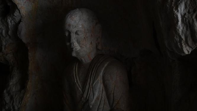 杭州西湖烟霞洞塑像视频素材