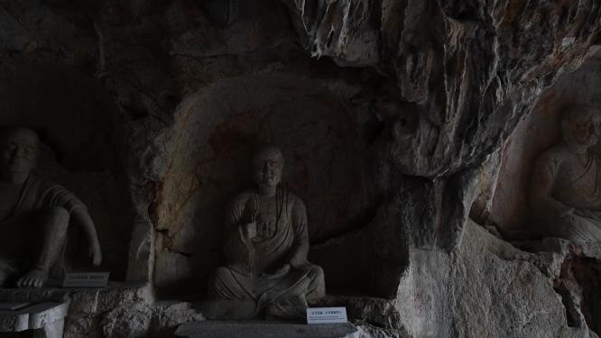 杭州西湖烟霞洞塑像视频素材