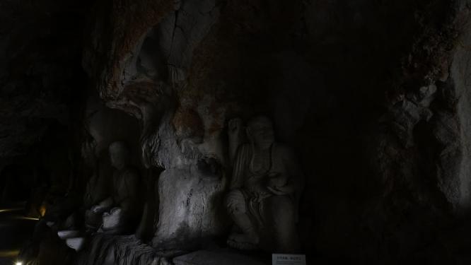 杭州西湖烟霞洞塑像视频素材