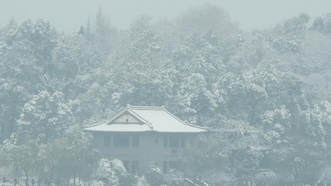 杭州西湖冬天雪景实拍视频