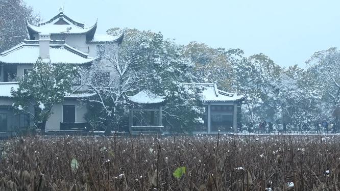 杭州西湖冬天雪景实拍视频