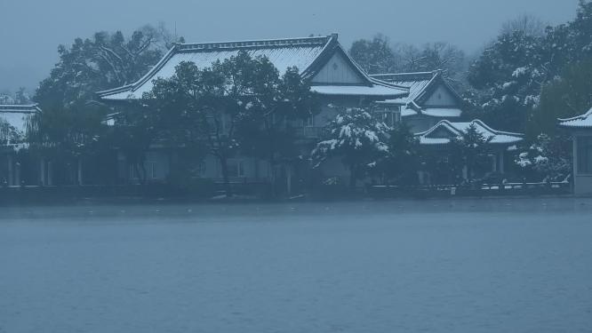 杭州西湖冬天雪景实拍视频