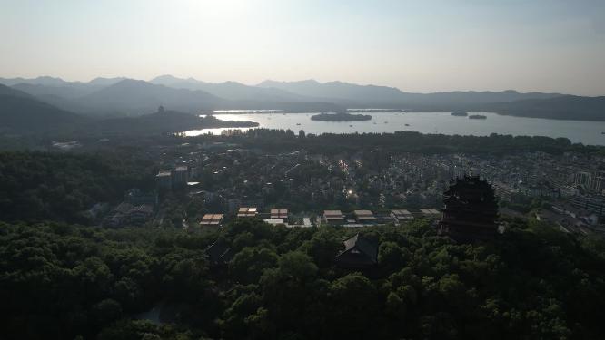 杭州吴山城隍阁航拍视频素材