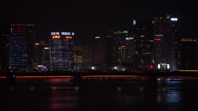 杭州钱江新城城市阳台夜景实拍视频素材