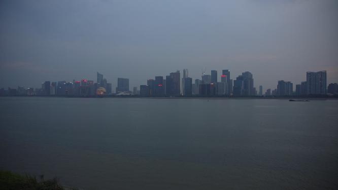 杭州钱江新城城市阳台夜景实拍视频素材