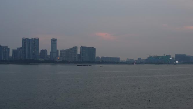 杭州钱江新城城市阳台夜景实拍视频素材