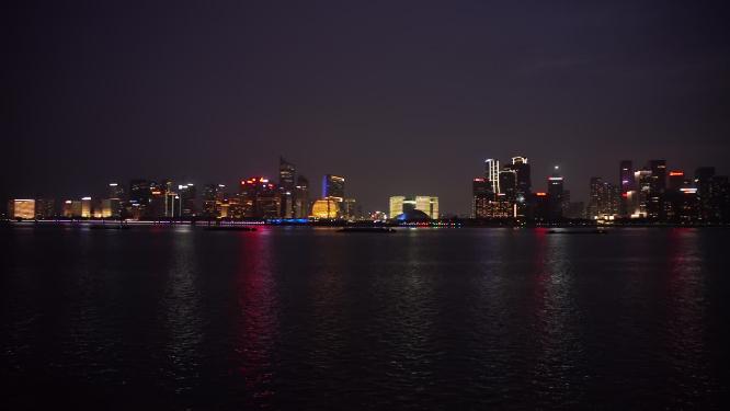 杭州钱江新城城市阳台夜景实拍视频素材
